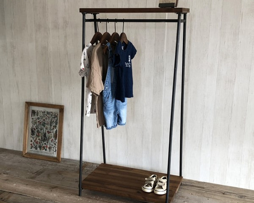 アイアン　鉄製ハンガーラック　アンティーク　店舗什器　インダストリアル　木製 新商品☆期間限定価格】ハンガーラック アイアン 鉄製
