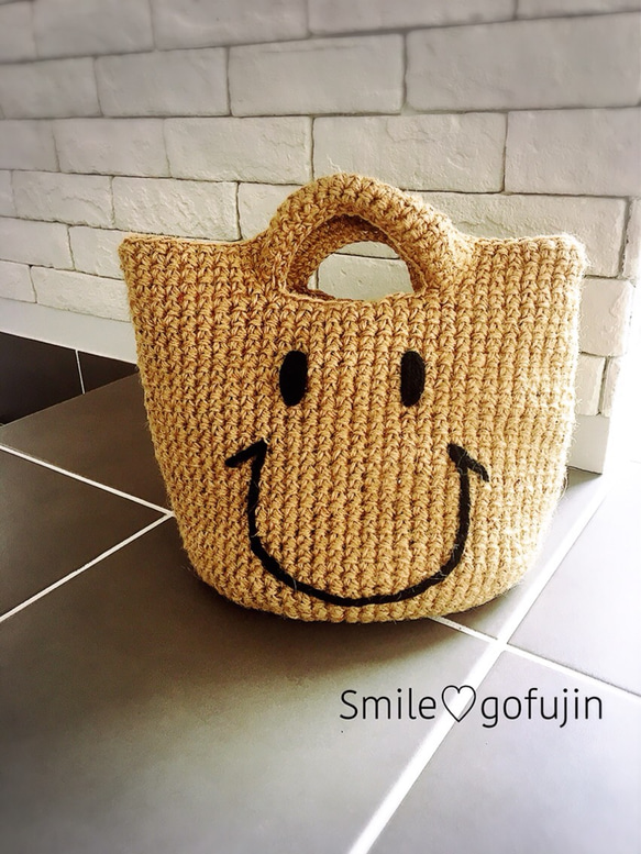 麻紐の大容量ニコちゃんバッグ♡ トートバッグ gofujin 通販