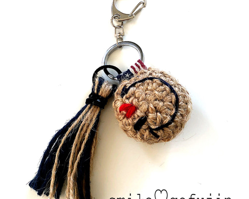 麻紐の片目ハートのキーホルダー キーリング gofujin 通販 6932792