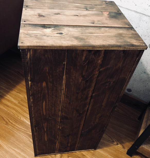 ゴミ箱 インテリア 雑貨 家具 トラッシュボックス アンティーク シェルフ インダストリアル 木製 棚 テーブル 4枚目の画像