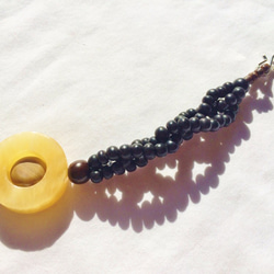 天然石ｘウッドビーズ羽織紐（カマゴンxイエロージャスパー） 男女兼用　羽織り留め 1枚目の画像
