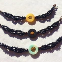 天然石ｘウッドビーズ羽織紐（カマゴンxイエロージャスパー） 男女兼用　羽織り留め 5枚目の画像