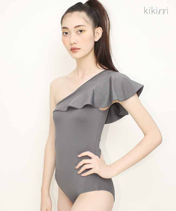 [Swimwear] One Shoulder Flare One Piece 第2張的照片