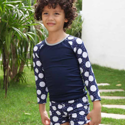 [Swimwear] Navy Dot Rashguard for Boy 第1張的照片