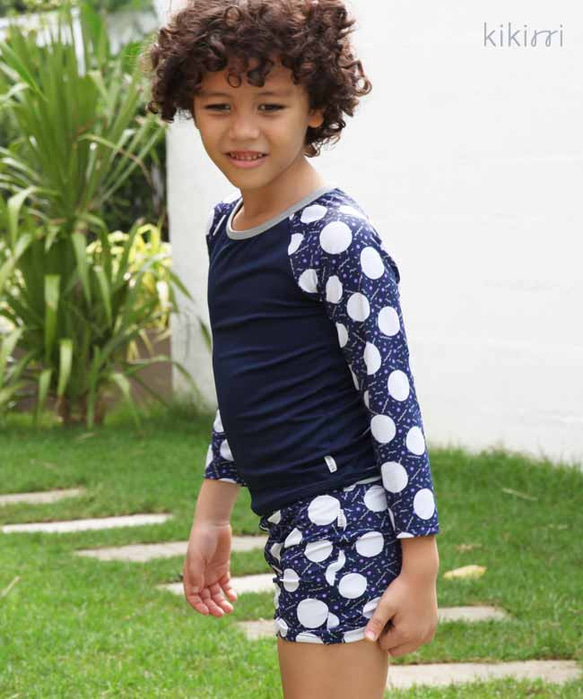 [Swimwear] Navy Dot Rashguard for Boy 第2張的照片