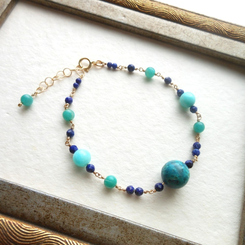 ◆守護石◆クリソコラ8㎜玉ブレス◆ ◇守護石◇クリソコラ8㎜玉ブレス◇