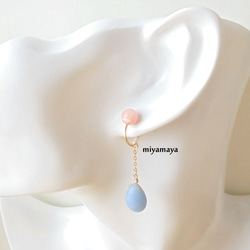 pinkopal&angelite earrings 3枚目の画像