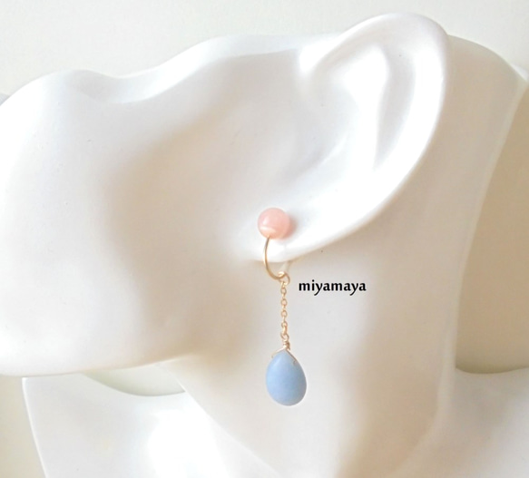 pinkopal&angelite earrings 3枚目の画像