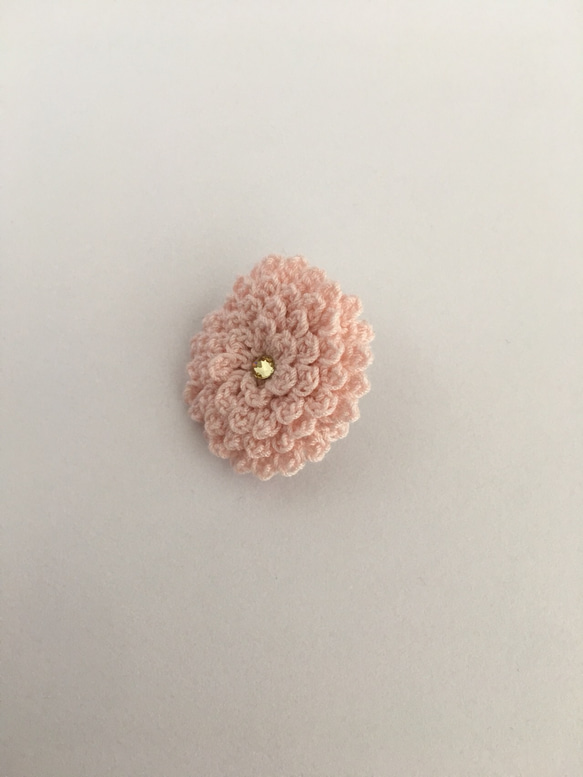 お花ブローチ レース編み ベビーピンク 2枚目の画像