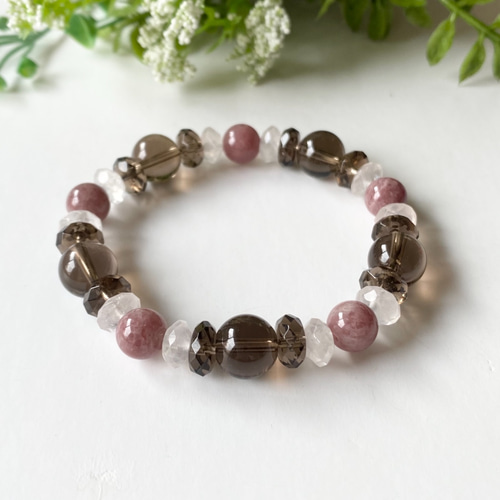 スモーキークォーツとピンククォーツのブレスレット ブレスレット
