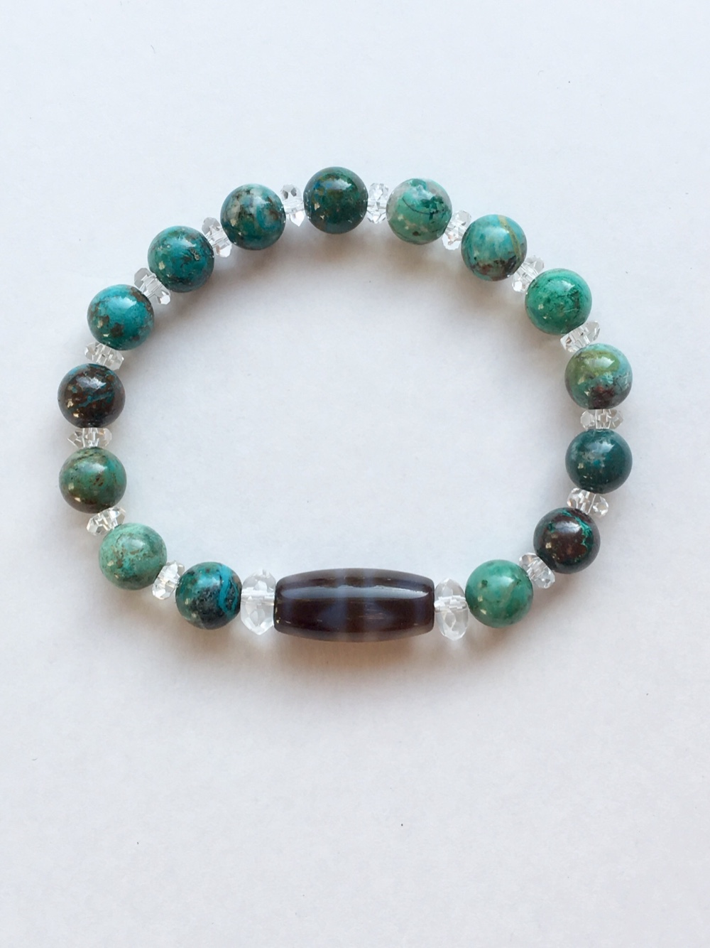 四線虎牙天珠とクリソコラのブレスレット 7,500円