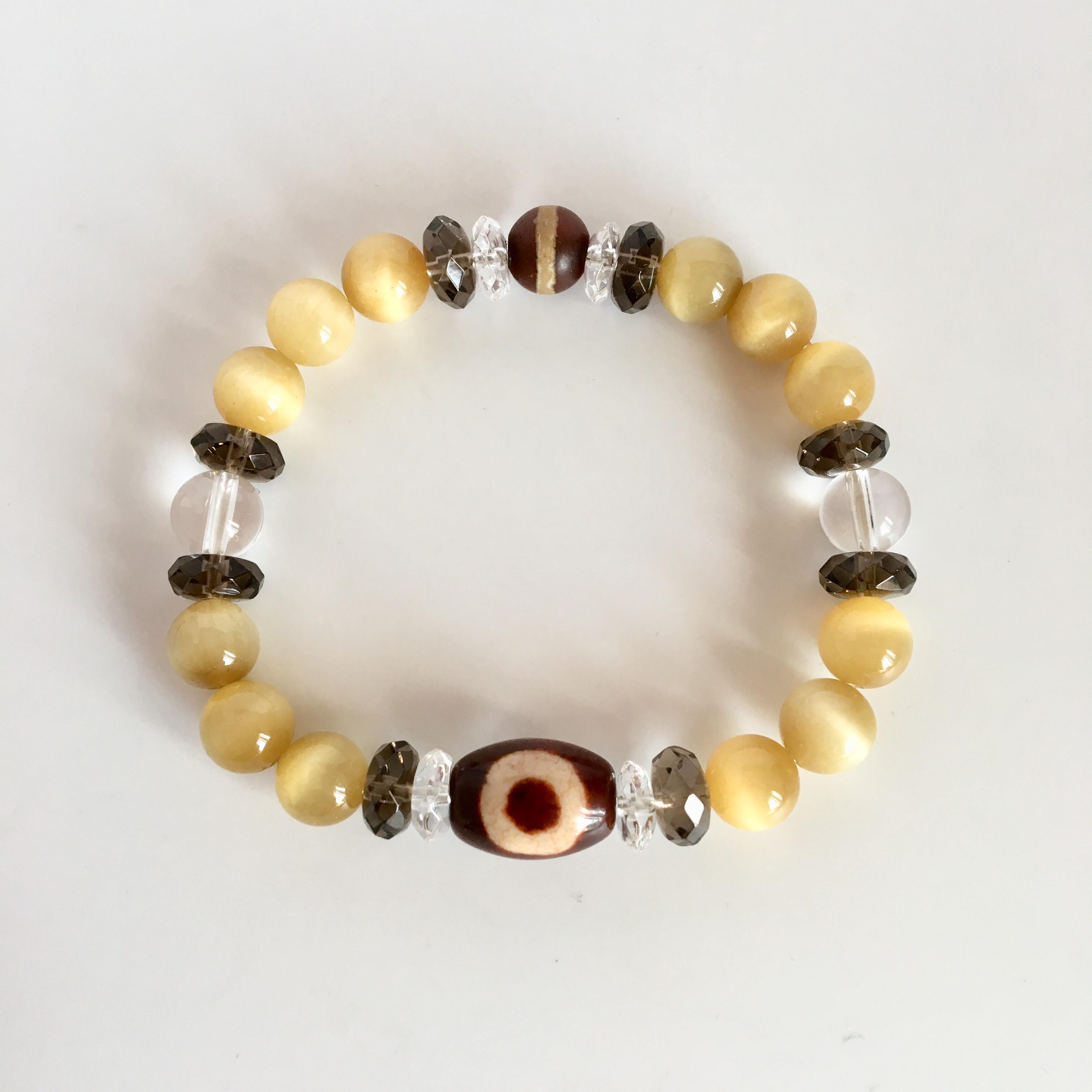 夢や願い事を叶える一眼萬字天珠とゴールデンタイガーアイのブレスレット