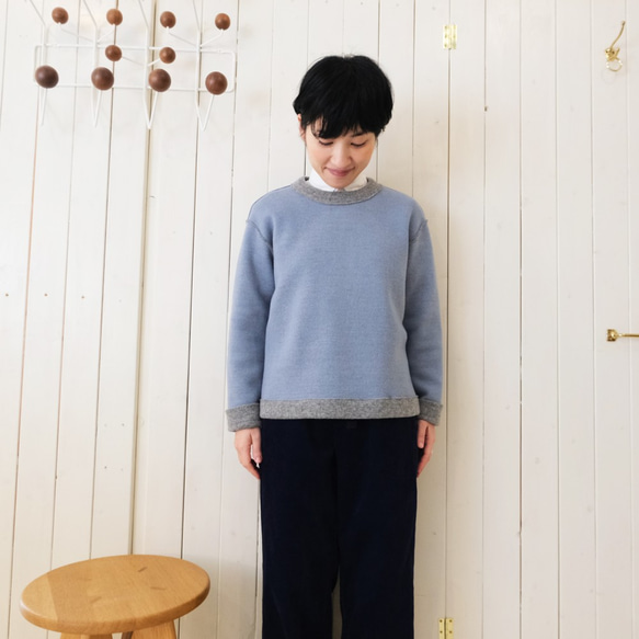 * 3tone 2way sweater * light gray & light blue 第5張的照片