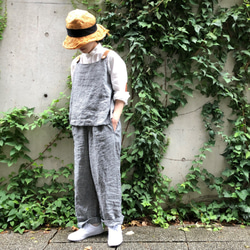 two tone rough linen check tops 第5張的照片