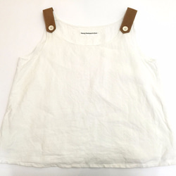 two tone rough linen tops   clear white 第4張的照片