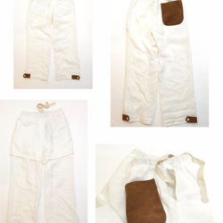 two tone rough linen pants   clear white 第4張的照片