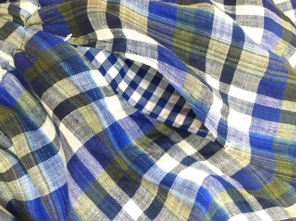 リネンのリバーシブルスカート  indigo × check...No.02 9枚目の画像