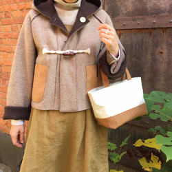 reversible wool short coat   * ecru × dark brown * 第3張的照片