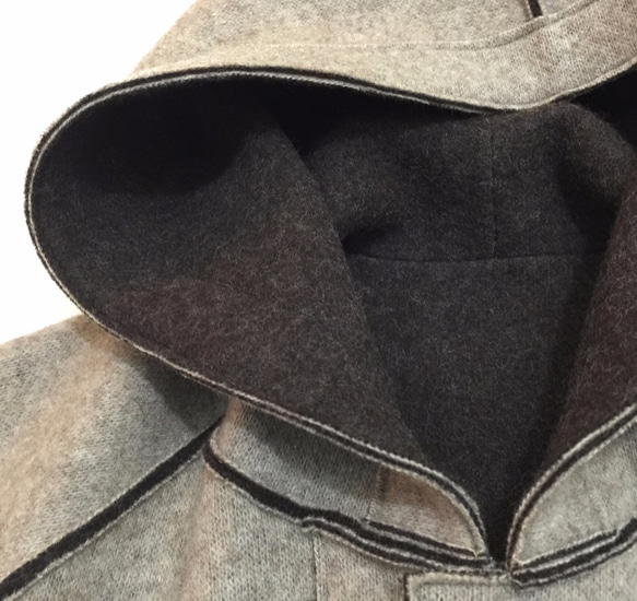 reversible wool short coat   * ecru × dark brown * 第9張的照片