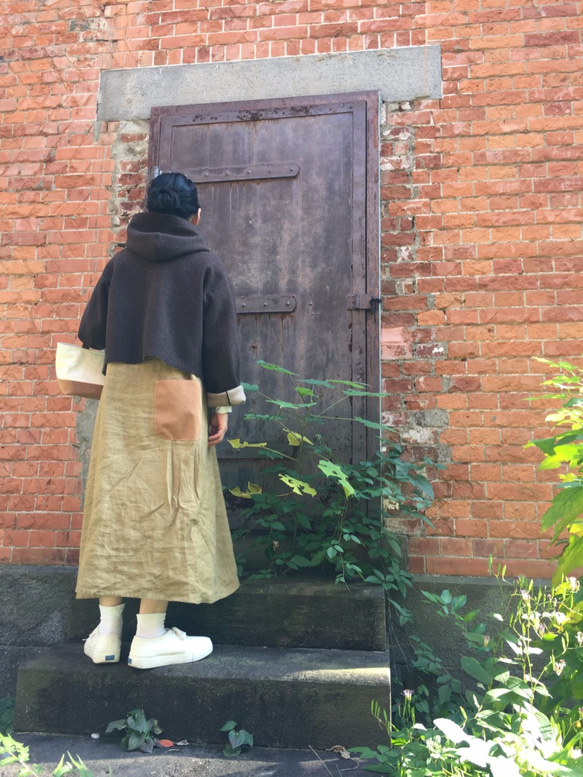 reversible wool short coat   * ecru × dark brown * 第8張的照片