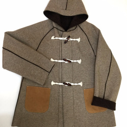 reversible woo half-coat   * ecru × dark brown * 第3張的照片