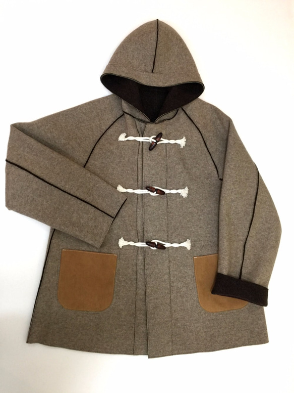 reversible woo half-coat   * ecru × dark brown * 第3張的照片