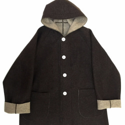 reversible woo half-coat   * ecru × dark brown * 第4張的照片