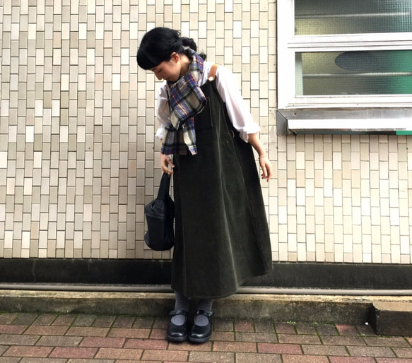 corduroy one-piece　deep green 第1張的照片