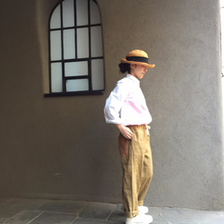 two tone rough linen pants   brown gold 第10張的照片