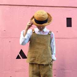 two tone rough linen tops   brown gold 第1張的照片