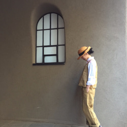 two tone rough linen tops   brown gold 第3張的照片