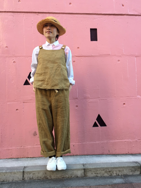 two tone rough linen tops   brown gold 第8張的照片