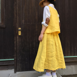 春のお洋服 - 予約販売　リネンのリバーシブルスカート  yellow × check...No.04 9枚目の画像