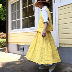 春のお洋服 - 予約販売　リネンのリバーシブルスカート  yellow × check...No.04 7枚目の画像