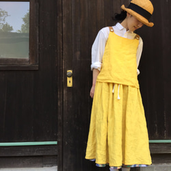 春のお洋服 - 予約販売　リネンのリバーシブルスカート  yellow × check...No.04 5枚目の画像