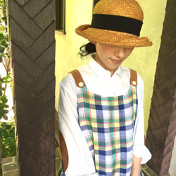 two tone rough linen tops   picnic check 第5張的照片