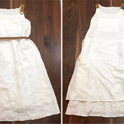 『お仕立て承ります♪』リネン ワンピース 白　裏スカート付 4枚目の画像