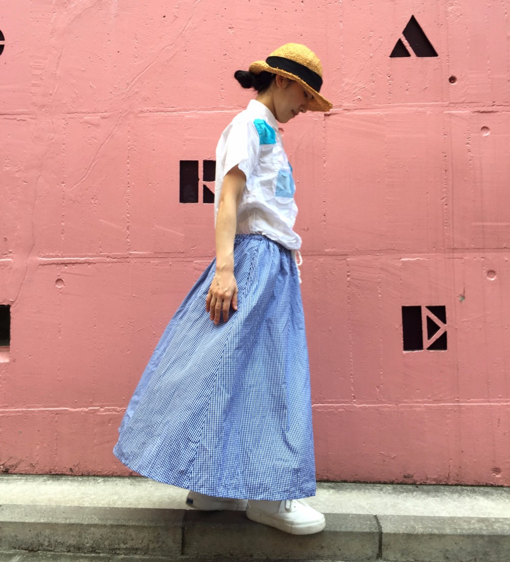 『お仕立て承ります♪』ギンガム コットン ギャザー スカート