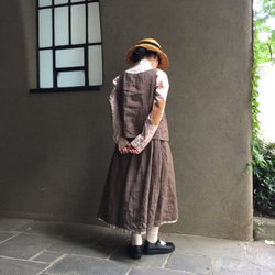 two tone rough linen tops   brown gold 第6張的照片