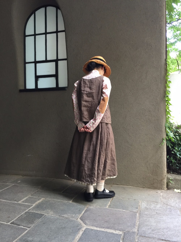 two tone rough linen tops   brown gold 第6張的照片