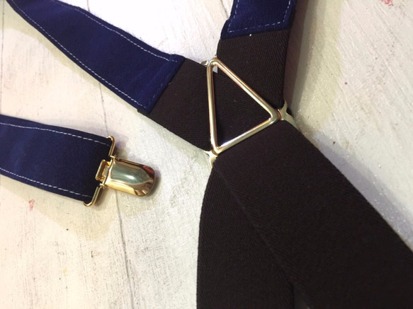 suspenders　navy × brown × gold 第2張的照片