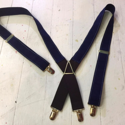 suspenders　navy × brown × gold 第4張的照片