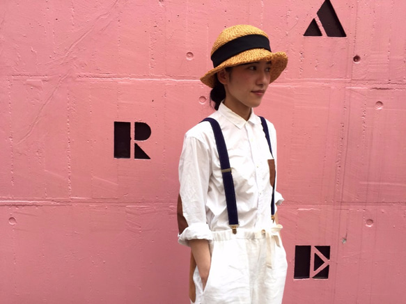 suspenders　navy × brown × gold 第5張的照片