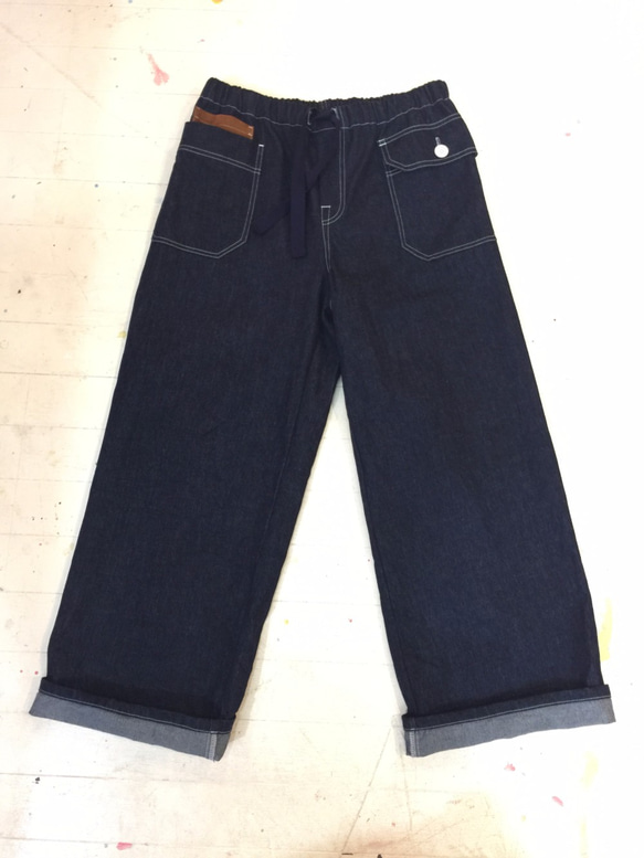 indigo　denim pants　* two tone rough pants * 第3張的照片