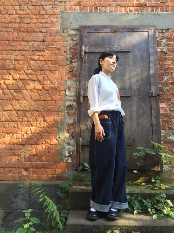 indigo　denim pants　* two tone rough pants * 第2張的照片