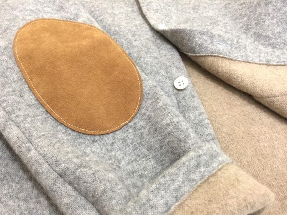 reversible wool knit cardigan   * moku gray & chick beige * 第4張的照片