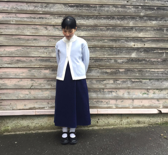 reversible wool knit cardigan   * snow white & winter sky * 第2張的照片