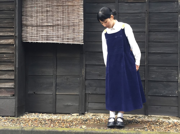 corduroy one-piece　“ 2tone rough 1piece  ”  deep sea navy 第2張的照片