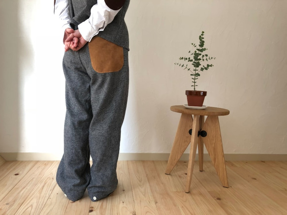 wool check rough pants　monotone check 第1張的照片