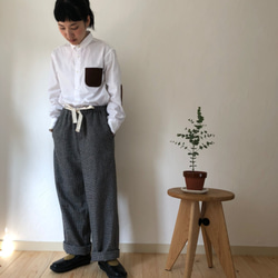 wool check rough pants　monotone check 第3張的照片